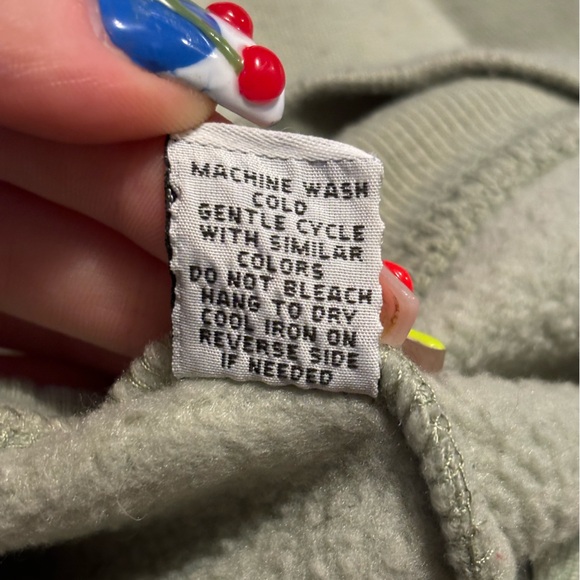 Sage green long sleeve zip up hoodie - Picture 7 of 7